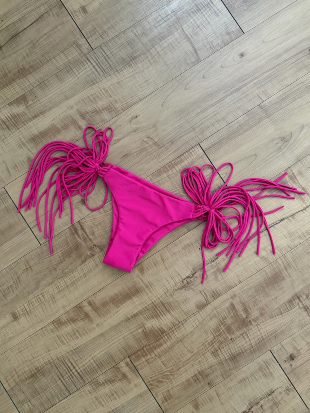 Mikoh Hot Pink Fringe Tie-Side Bikini Bottoms